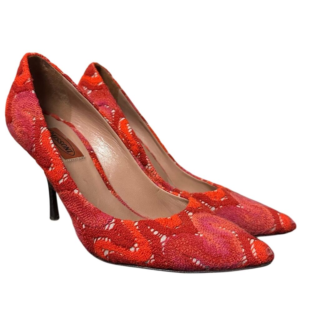 Missoni Multicolor Fabric Knit Pumps Heels Size 37 Shoes Colorful Shoes Designer